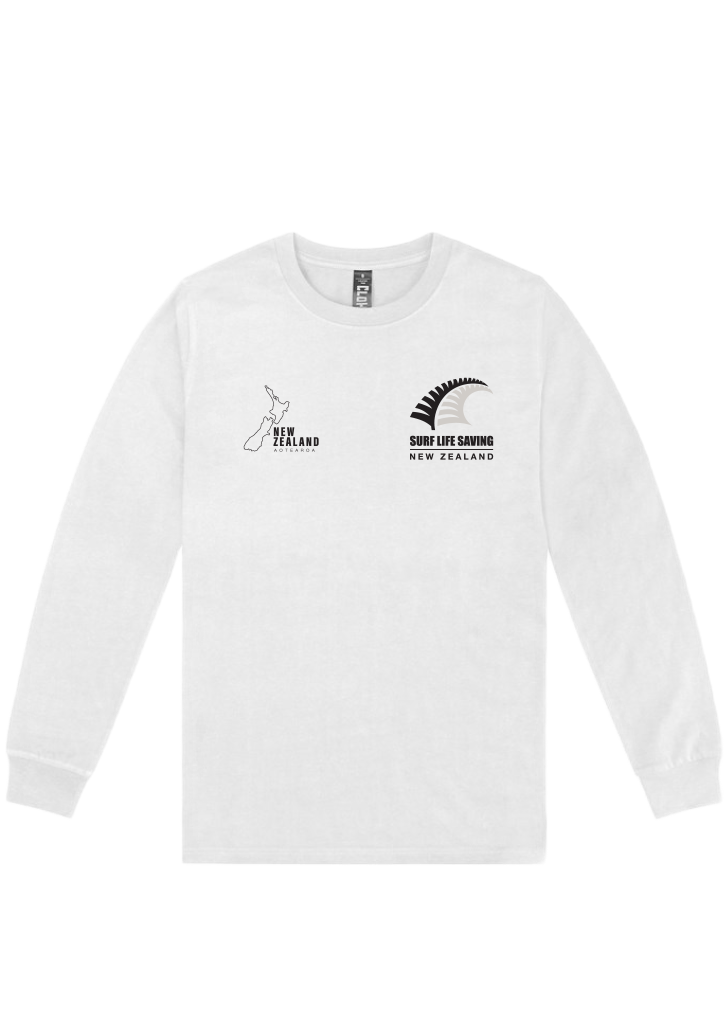Surf Life Saving NZ Supporters L/S Adult Tee White