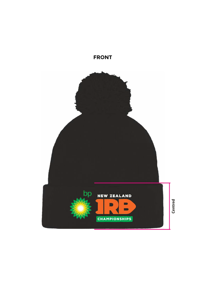 bp New Zealand IRB Championships 2026 Knitted Pom Pom Beanie Black 1SZ